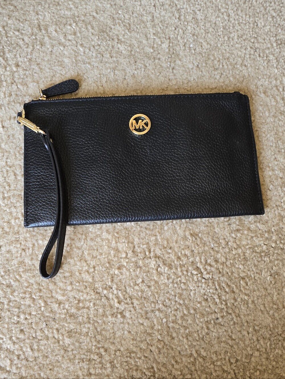 Michael Kors Black Leather Wristlet Clutch Fulton